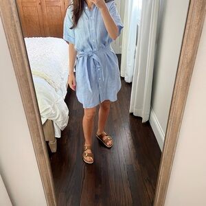 J. Crew Sky Blue Linen Shirt Dress